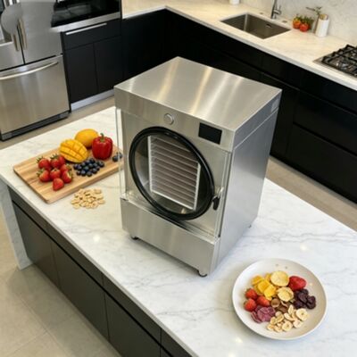 Lyophilisateur domestique moyen doté d'un système de réfrigération à compresseur Danfoss, tension 220V1PH5060HZ, adapté aux applications de lyophilisation