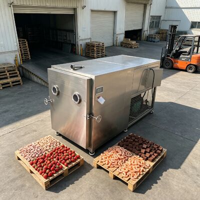 Lyophilisateur de légumes en silicone à chauffage électrique, avec une consommation d'énergie de 10 kWh et une taille de chambre de 180017001300 mm pour la lyophilisation